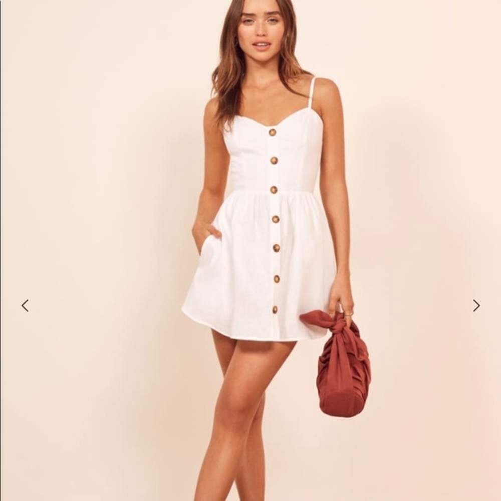 Reformation Velma White Linen Dress Sz 2